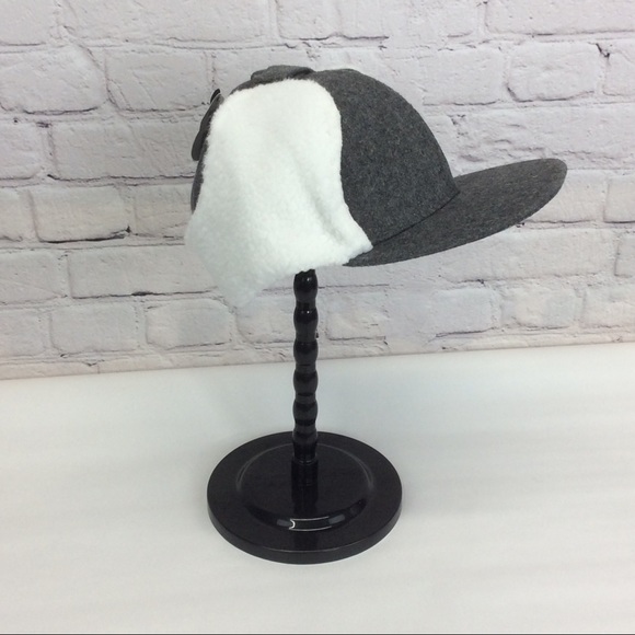 Pugs Gray Trapper Hat Men's OS w/Sherpa Lined Ear Flaps Hiking Outdoors Winter - Picture 4 of 8